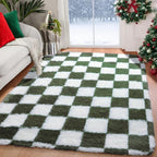 KICMOR Area Rugs for Bedroom Living Room, 4x6 Soft Fluffy Olive Green and White - Image 8