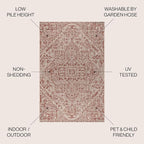 JONATHAN Y Boho Medallion Indoor Outdoor Square Area Rug 9X9 Red/Taupe - Image 2