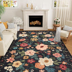 DUKINO 5x8 Area Rug for Living Room, Washable Lightweight Non Slip Floral by DUKINO