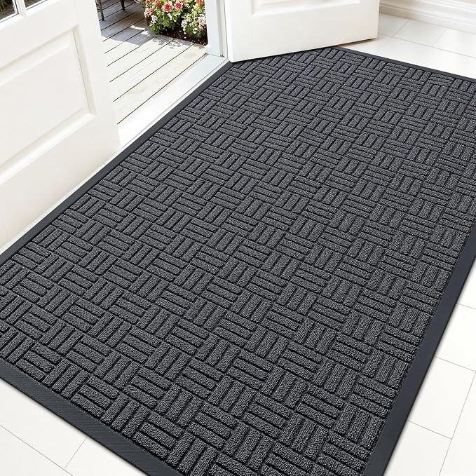 OLANLY Front Door Mat Outside Entrance 59x34, Heavy Duty Sturdy Natural Rubber by OLANLY
