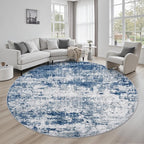 Round Area Rug for Living Room: 8 ft Washable Modern Abstract Soft Thin Rug by FXRHLP