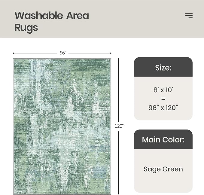 Valenrug Washable Rugs 8x10 - Image 2