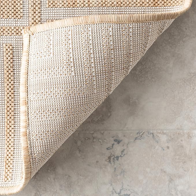Nuloom Asha Tan/Ivory, Striped Border, Soft and Cozy, High Traffic, Easy Clean - Image 5