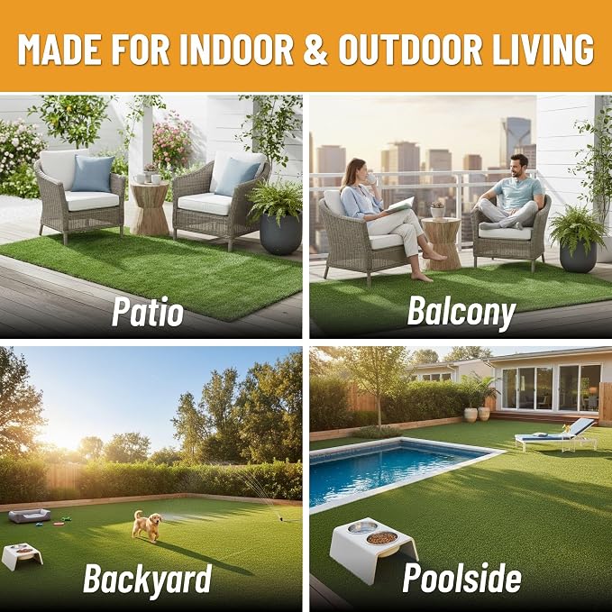 Ottomanson Artificial Turf Natural 78" x 26', Realistic Grass Carpet - Image 4