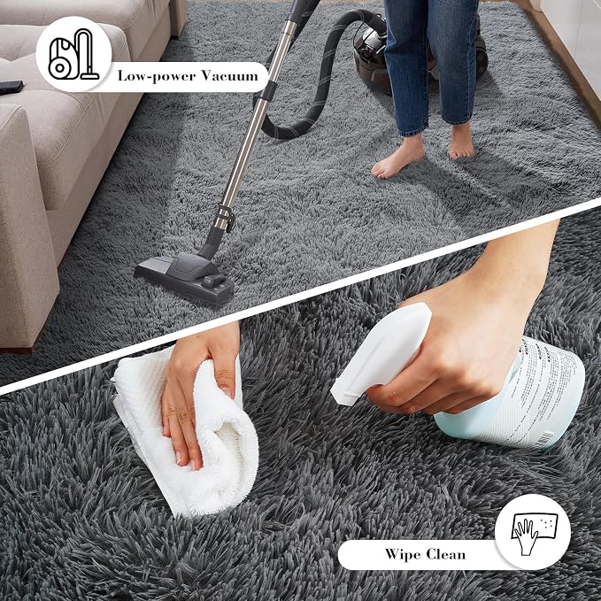 Fluffy Rug Shag Area Rug, Small Bedside Rug, Soft Fluffy Shag Entryway Throw - Image 6