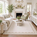 GarveeHome Scalloped Beige Washable Area Rug 6x9 Rugs by GarveeHome