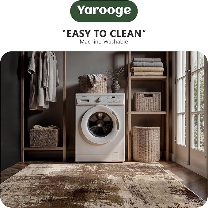 5x7 Area Rugs - Modern Abstract Washable Rug, Ultra Soft Non Slip Low Pile - Image 6