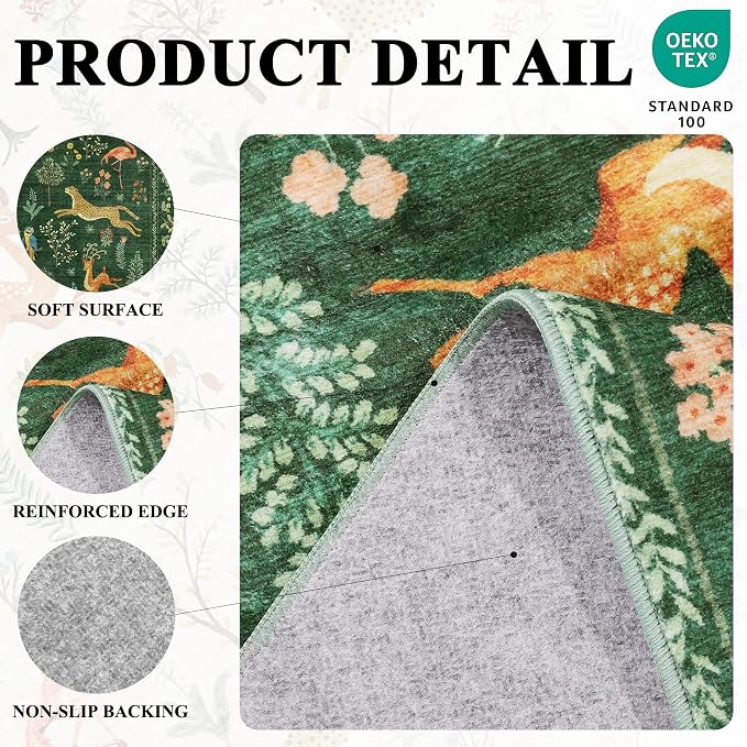 DUKINO 4x6 Rug, Washable Animal Area Rug - Image 4