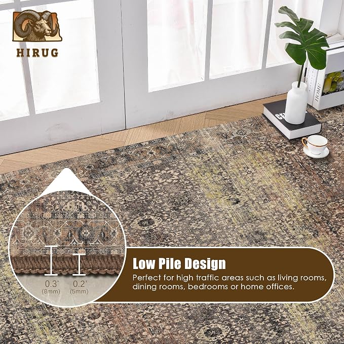 Washable Area Rug 6' x 9' Vintage Traditional Persian Mat - Image 5