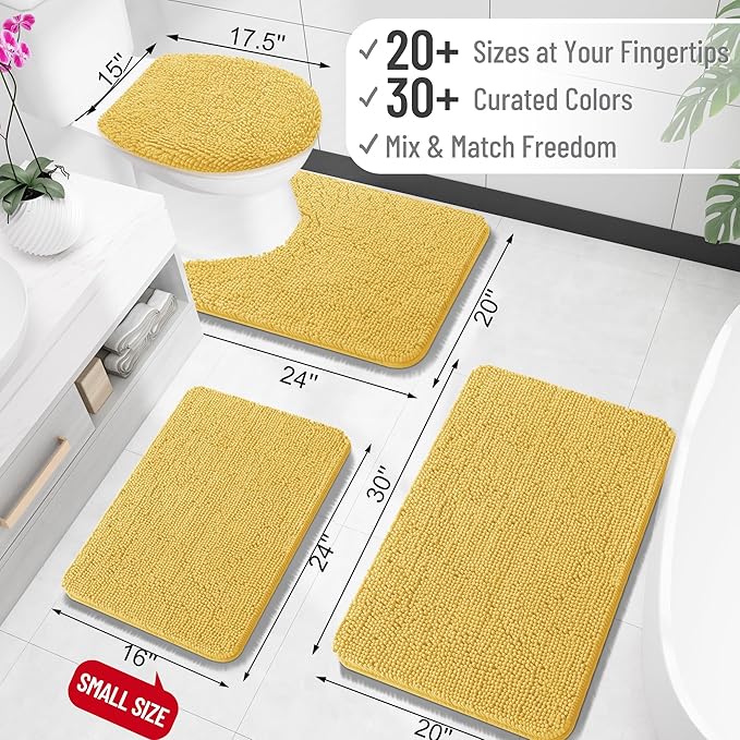 OLANLY Bathroom Rugs 30x18, Extra Soft Absorbent Chenille Bath Rugs, Rubber - Image 2