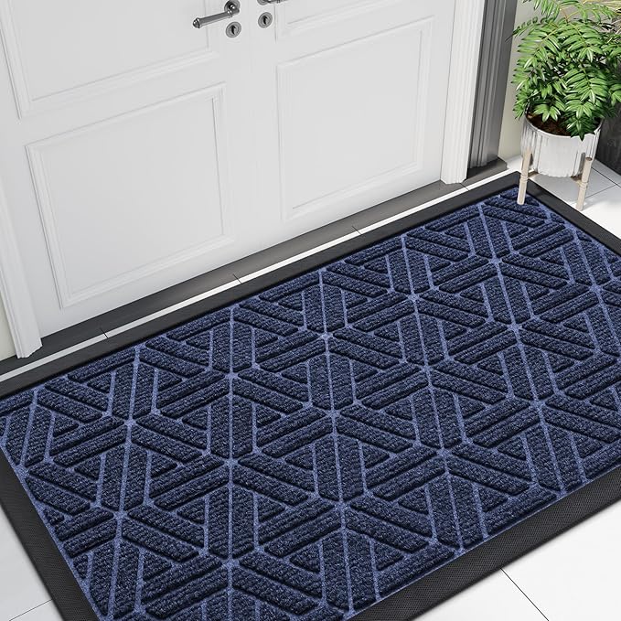Smiry Front Door Mat Outside Entrance, Heavy Duty Sturdy Natural Rubber Doormat by Smiry