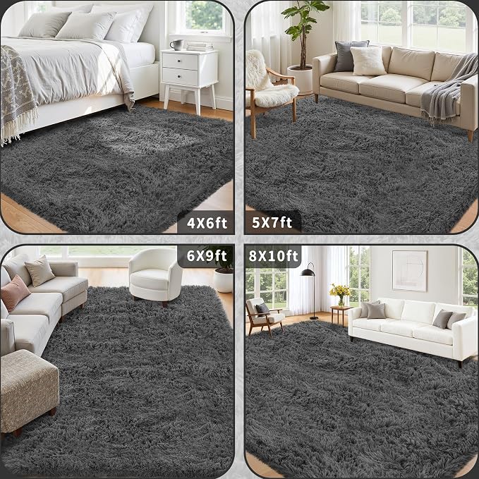 4x6 Area Rug for Living Room: Ultra Soft Fluffy Rug Modern Large Thicked Shag - Image 5