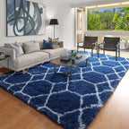 ONASAR Area Rugs for Bedroom Living Room, 4x6 Fluffy Navy Blue and White Throw - Image 8