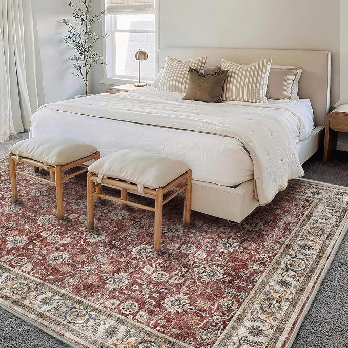 CHAMPLANT Washable Area Rug 8'x10' Boho Design Non-Shedding Non-Slip Easy Care - Image 2