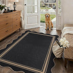 Scalloped Easy Jute 3x5 Outdoor Rug Washable Non Slip Rug by Zeeinx