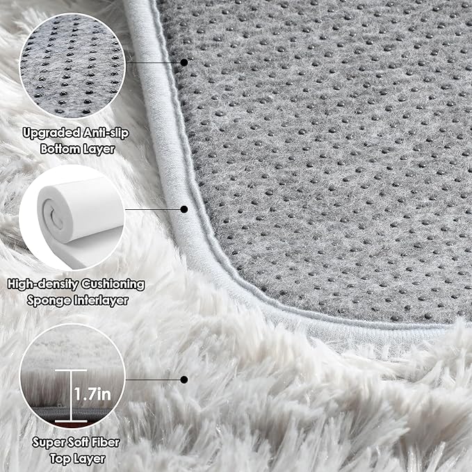 ONASAR 8x10 Area Rugs for Living Room, Tie-Dyed Light Grey Large Fluffy Shag - Image 4