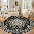 Round Area Rug for Living Room: 6ft Washable Vintage Boho Soft Thin Circle Rug by EXPEDIX