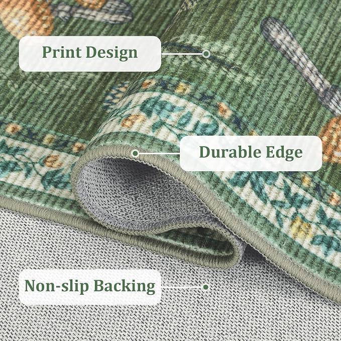 Mushroom Insect 4ft Round Rug Washable Non-Slip Soft Ultra-Thin Small Boho - Image 7