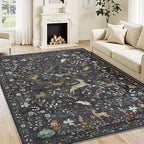 5x7 Area Rugs Washable Rug: Boho Living Room Rug Soft Non-Slip Low Pile Carpet - Image 2