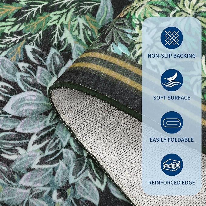 GarveeHome Forest Runner Rug, Botanical Low Pile Non Slip Stain Resistance - Image 6