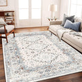 CHAMPLANT Washable Area Rug 8x10 Retro Flowers Boho Design Non-Shedding Easy by CHAMPLANT