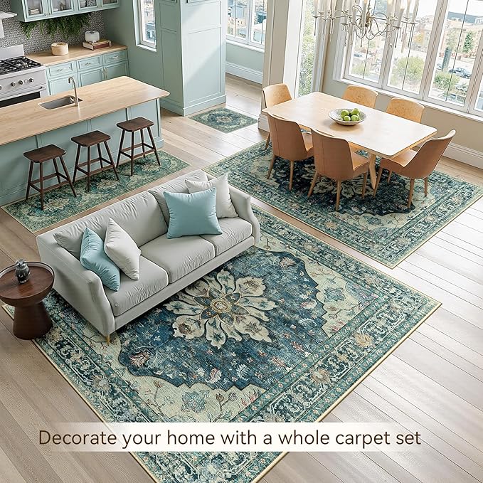 RELEANY Area Rugs Runner 2'x6' Washable Non-Slip, Floral Vintage Distress - Image 4