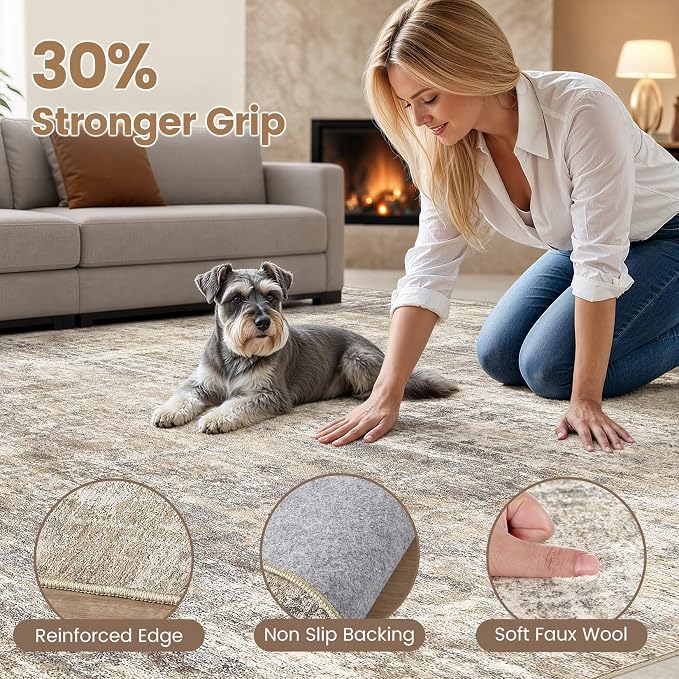 cotiled Washable 9x12 Area Rug for Living Room - Image 3