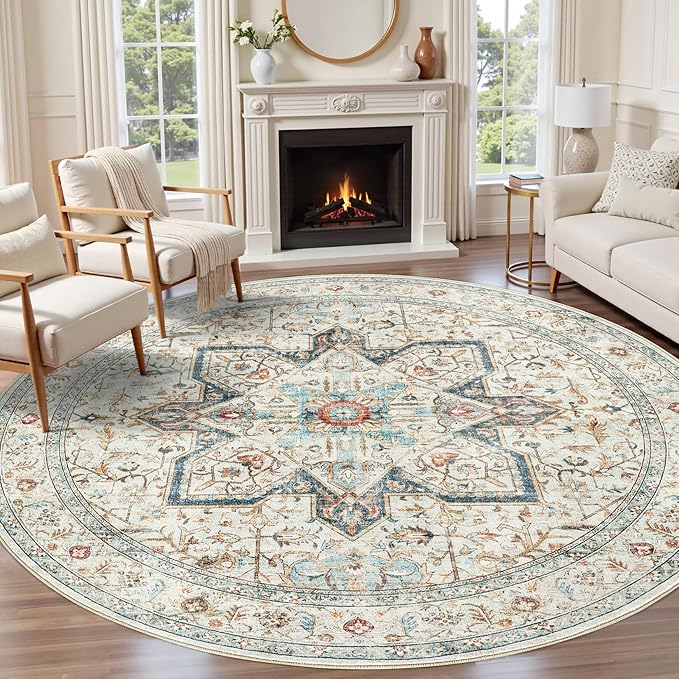 Tortania 8' Round Area Rug Living Room Rugs by Tortania