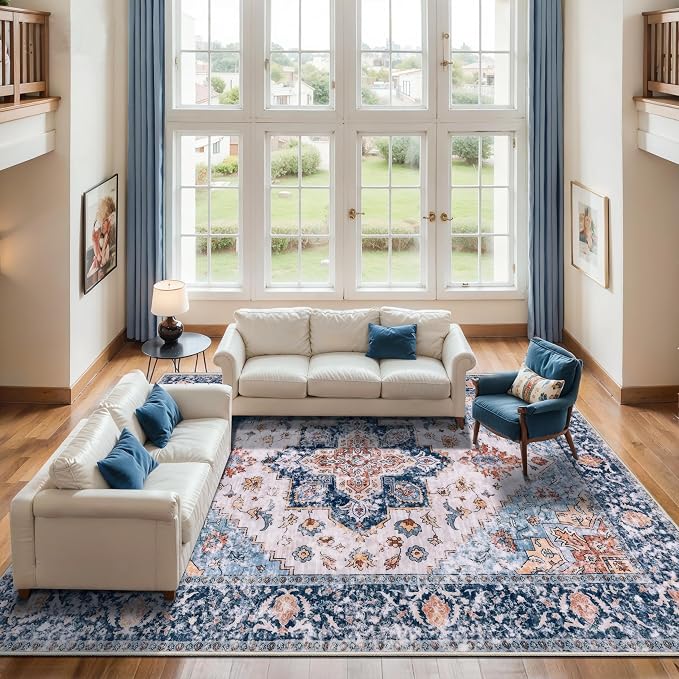 SERISSA 10x12 Area Rugs for Living Room, Large Washable Non-Slip Boho Rug - Image 2