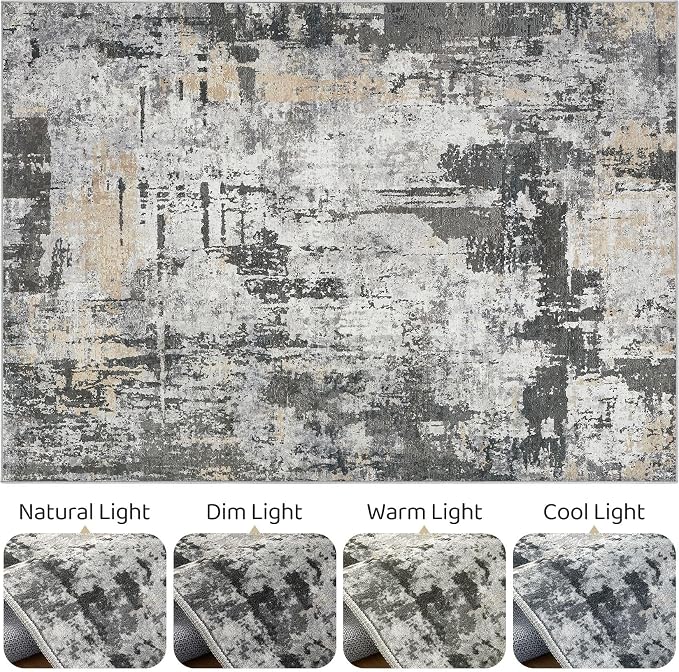 6x8 Area Rug Living Room: Washable Large Abstract Modern Soft Rug Stain - Image 9