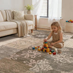 UERMEI 9x12 Area Rug for Living Room, Washable Brown Modern Geometric Patchwork - Image 7