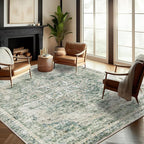 CHAMPLANT Washable Area Rug 9'x12' Retro Boho Design Non-Shedding Easy Care by CHAMPLANT