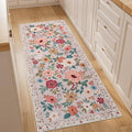 DUKINO 2x5 Runner Rug for Hallway, Washable Kitchen Floral Runner Rug by DUKINO
