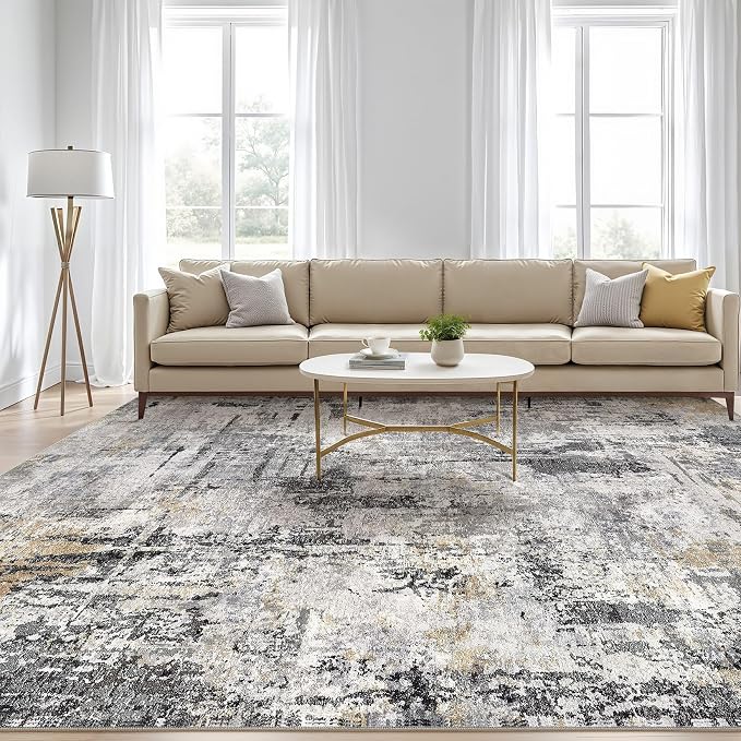 10x12 Area Rug Living Room: Washable Large Abstract Soft Stain Resistant Indoor - Image 5