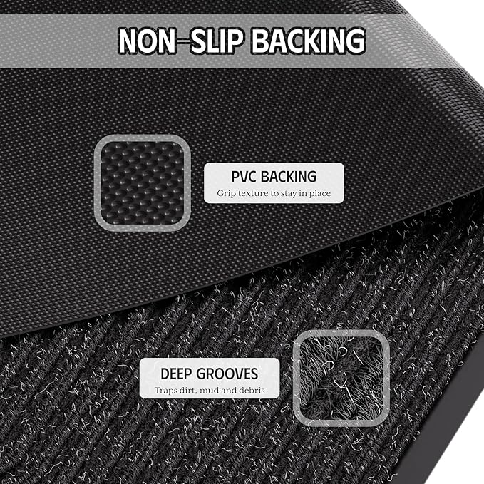 Front Door Mat 4' x 6', Low Profile Welcome Mat, Non-Slip Door Mat Outside - Image 5