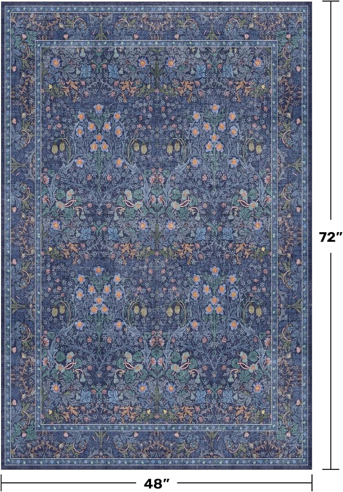Vintage Dark Blue 4x6 Area Rugs - Image 2