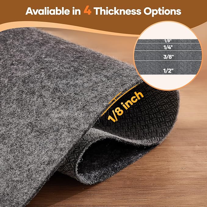 Veken Non Slip Cushioned Rug Pad Gripper 7x10 Ft, Felt and Silicone Backing - Image 4