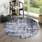 Round Area Rug for Living Room: 4 ft Washable Modern Abstract Soft Thin Rug by FXRHLP