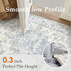4x6 Washable Neutral Area Rug Blue Vintage Entryway Office Carpet Non-Slip Soft - Image 8