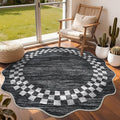 GarveeHome Scalloped Round Rug 4ft Modern Solid Color Circle Rugs Non Slip Low by GarveeHome
