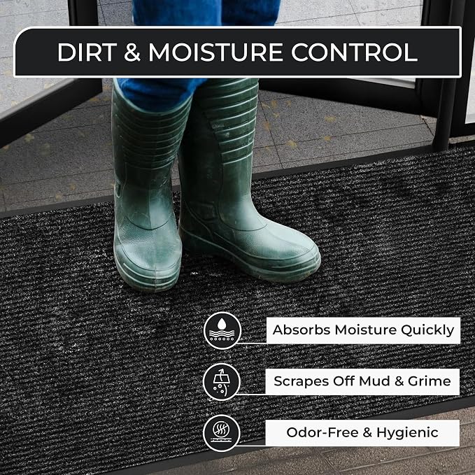 4 Pack Charcoal Commercial Door Mat 3'x5' Heavy Duty Industrial Floor Mat - Image 4