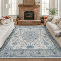 RELEANY Area Rugs Square 8ft Washable Non-Slip, Floral Vintage Distress by RELEANY