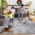 ONASAR 8x10 Area Rugs for Living Room, Tie-Dyed Light Grey Large Fluffy Shag - Image 3