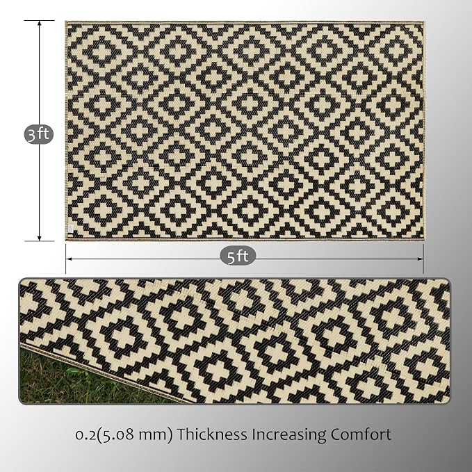 SAND MINE Reversible Mats, Plastic Straw Rug, Modern Area Rug, Large Floor Mat - Image 2