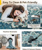 RELEANY Area Rugs Runner 2'6"x10' Washable Non-Slip, Floral Vintage Distress - Image 3