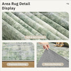 Soalmost 6x6 Green/Ivory Round Rug 6ft Living Room Circle Rug Vintage Round - Image 6