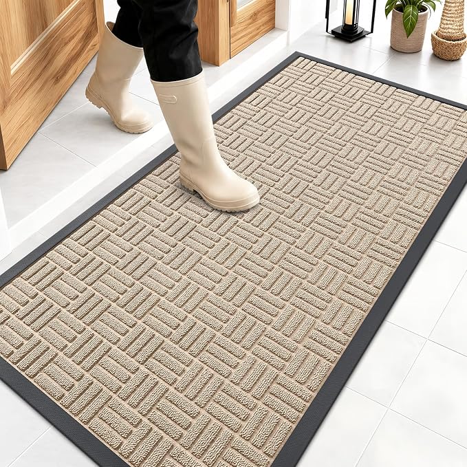 OLANLY Front Door Mat Outside Entrance 47x23, Heavy Duty Sturdy Natural Rubber by OLANLY