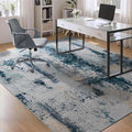 Living Room Rug 9x11 Aqua Blue Area Rugs Machine Washable Abstract Boho Large by OmpaaHomeDecor