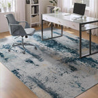 Living Room Rug 9x11 Aqua Blue Area Rugs Machine Washable Abstract Boho Large by OmpaaHomeDecor