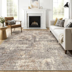 8x10 Area Rugs Living Room: Washable Large Abstract Neutral Modern Soft Rug by LOONGRUG